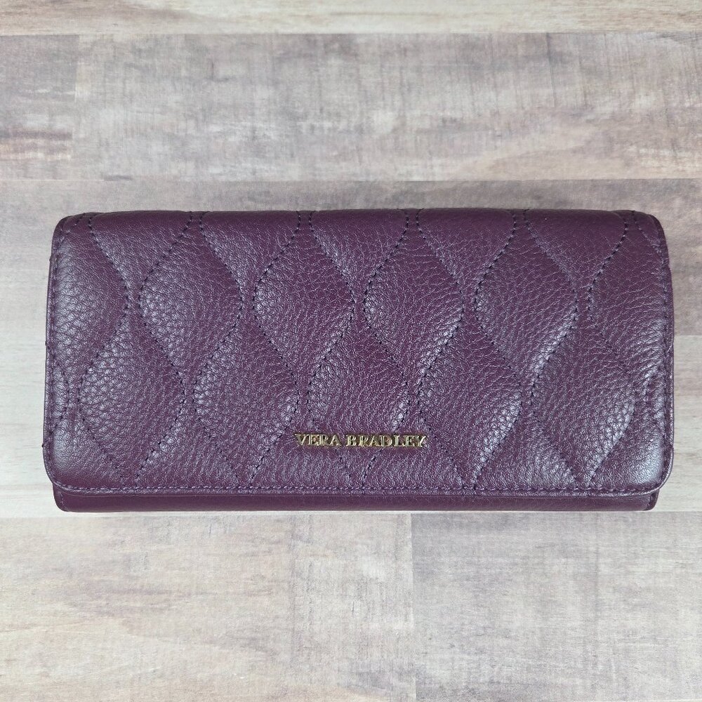 Vera Bradley Aubergine Leather Quilted Audrey Wallet